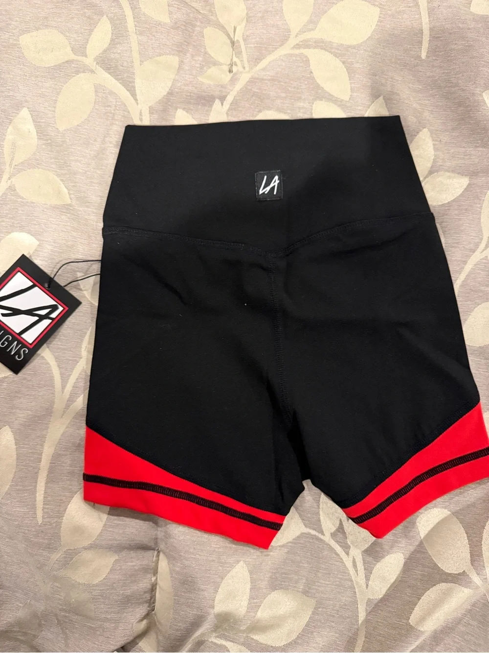 Girls LA Designs Black & Red Dance/Athletic Set - Bra Top + High-Waist Shorts